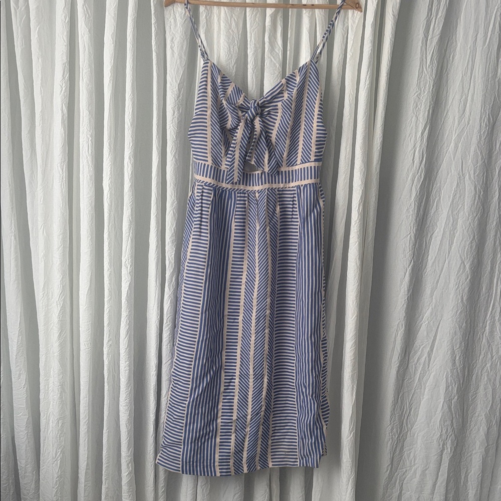 Lush Blue and Cream Striped Midi Dress